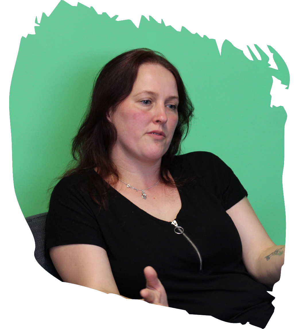 women with long hair talking about help for carers on the green background