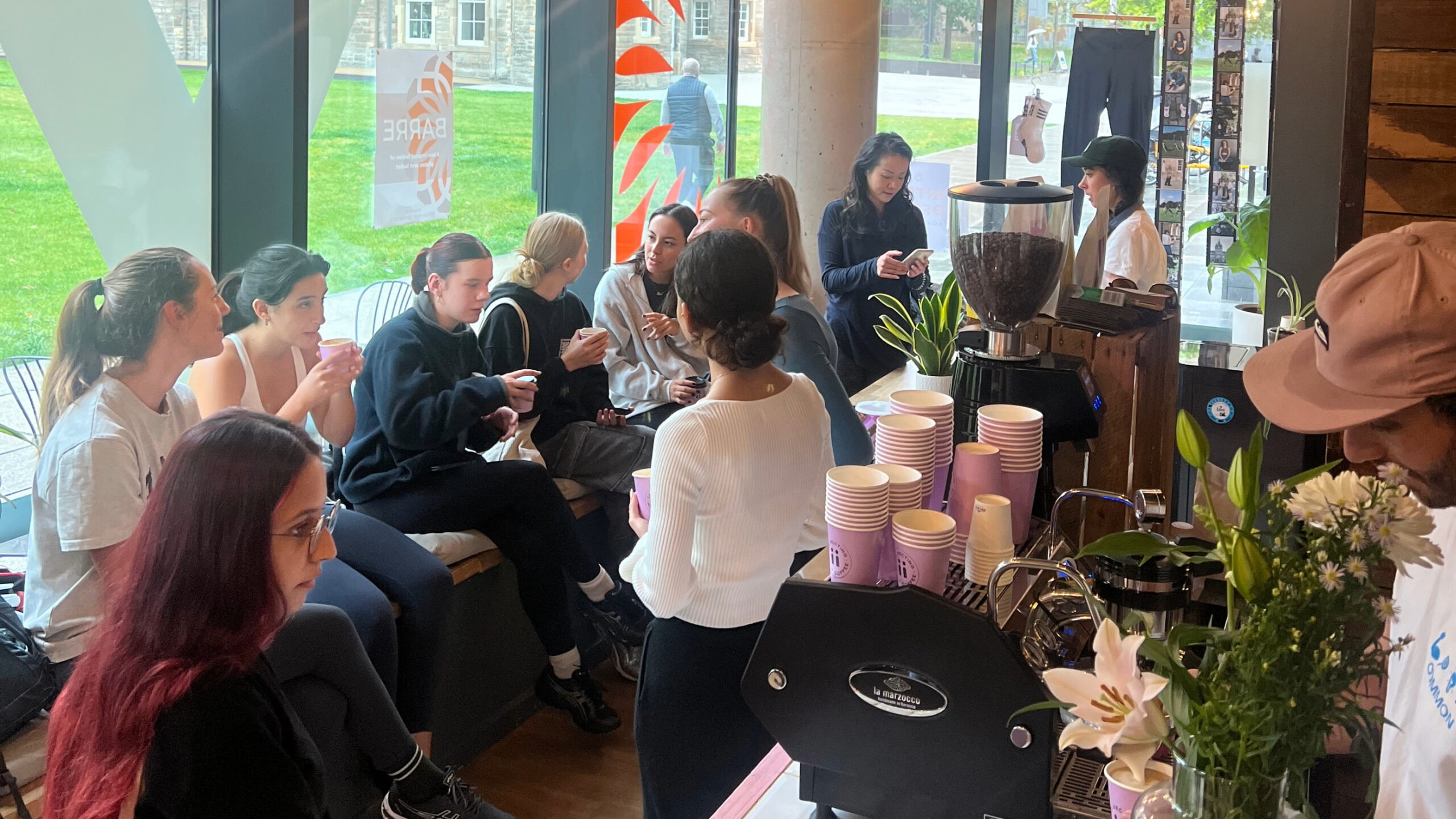 Tribe yoga - community and movement - people drinking coffee