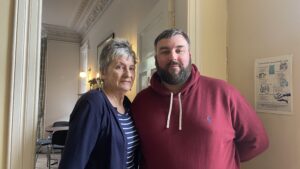 Andrew with Jean - his Hearing Voices outreach worker, now retired,. H