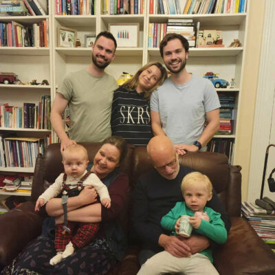 Emma with her children and grandchildren and her husband John - her story about materhood, postnatal depression and being a grandmother